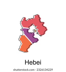 High detailed vector map of Hebei modern outline, Logo Vector Design. Abstract, designs concept, logo, logotype element for template.
