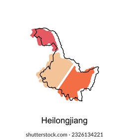 High detailed vector map of Heilongjiang modern outline, Logo Vector Design. Abstract, designs concept, logo, logotype element for template.