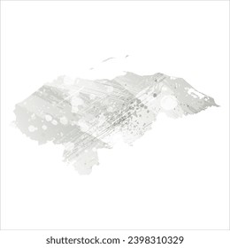 High detailed vector map. Honduras. Watercolor style. Gray color.