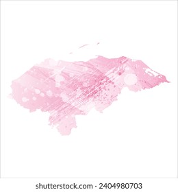 High detailed vector map. Honduras. Watercolor style. Amaranth pink color.