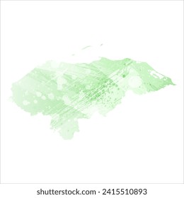 High detailed vector map. Honduras. Watercolor style. Light lettuce color. Pastel green.