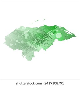 High detailed vector map. Honduras. Watercolor style. Green color. Salacious emerald color.