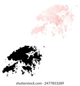 Detaillierte Karte der Vektorgrafik. Hongkong