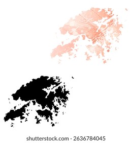 High detailed vector map. Hong Kong.