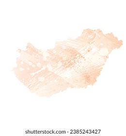 Mapa vectorial detallado alto. Hungría. Estilo acuarela. Color del icono.