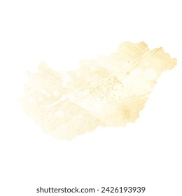 High detailed vector map. Hungary. Watercolor style. Banana color. Pastel yellow. Delicate yellow.