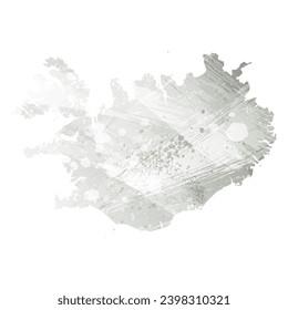 High detailed vector map. Iceland. Watercolor style. Gray color.
