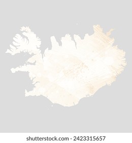 High detailed vector map. Iceland. Watercolor style. Banana color. Pastel yellow color.
