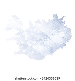 High detailed vector map. Iceland. Watercolor style. Periwinkle color. Pastel lilac color. Delicate purple.