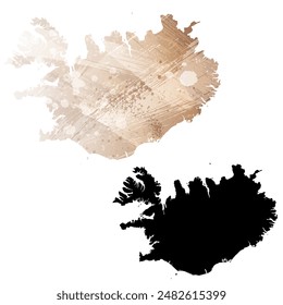 Detaillierte Karte der Vektorgrafik. Island.