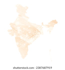 Mapa vectorial detallado alto. India. Estilo acuarela. Color delicado del precio.