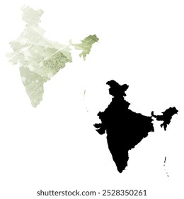 High detailed vector map. India.
