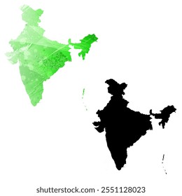 High detailed vector map. India.