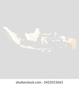 High detailed vector map. Indonesia. Watercolor style. Banana color. Pastel yellow color.
