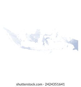 High detailed vector map. Indonesia. Watercolor style. Periwinkle color. Pastel lilac color. Delicate purple.