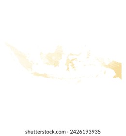High detailed vector map. Indonesia. Watercolor style. Banana color. Pastel yellow. Delicate yellow.