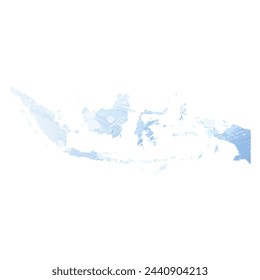 High detailed vector map. Indonesia. Watercolor style. Pale cornflower. Blue color. Arkivvektor