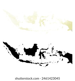 High detailed vector map. Indonesia. Set of two cards. Watercolor style. Yellow lemon color. Black card.