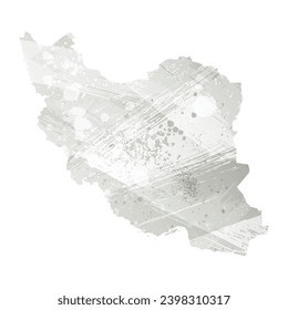 High detailed vector map. Iran. Watercolor style. Gray color.