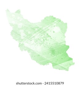 High detailed vector map. Iran. Watercolor style. Light lettuce color. Pastel green.