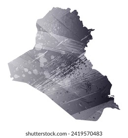 Mapa vectorial detallado alto. Iraq. Estilo acuarela. Color gris antracita. 