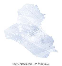 High detailed vector map. Iraq. Watercolor style. Periwinkle color. Pastel lilac color. Delicate purple.