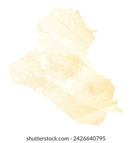 High detailed vector map. Iraq. Watercolor style. Banana color. Pastel yellow. Delicate yellow.