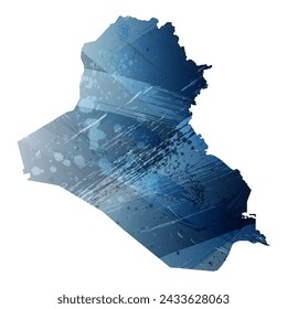 High detailed vector map. Iraq. Watercolor style. Deep blue color. Berlin azure.