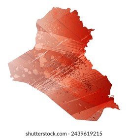 High detailed vector map. Iraq. Watercolor style. Bismarck-furioso. Red color.
