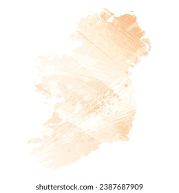 High detailed vector map. Ireland. Watercolor Style. Apricot delicate color.