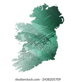 High detailed vector map. Ireland. Watercolor style. Turquoise green color.