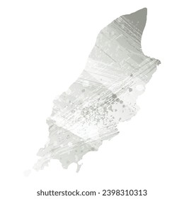Mapa vectorial detallado alto. Isla de Man. Estilo acuarela. Color gris.