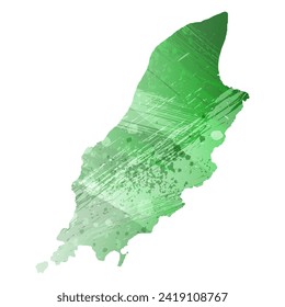 Mapa vectorial detallado alto. Isla de Man. Estilo acuarela. Color verde. Salacioso color esmeralda.