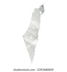 High detailed vector map. Israel. Watercolor style. Agate gray.