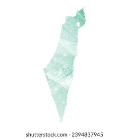 Mapa vectorial detallado alto. Israel. Estilo acuarela. Color acuamarina.