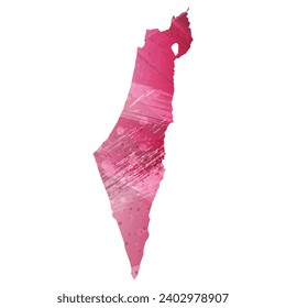 High detailed vector map. Israel. Watercolor style. Amaranth purple color.