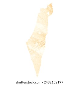 High detailed vector map. Israel. Watercolor style. Yellow color.