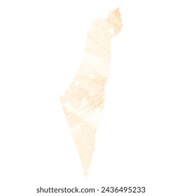 High detailed vector map. Israel. Watercolor style. Biscuit color. Pastel yellow color.