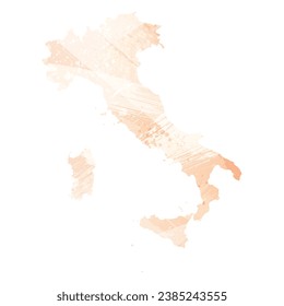 Mapa vectorial detallado alto. Italia. Estilo acuarela. Color del icono.