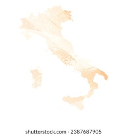 Mapa vectorial detallado alto. Italia. Estilo acuarela. Color delicado del precio.