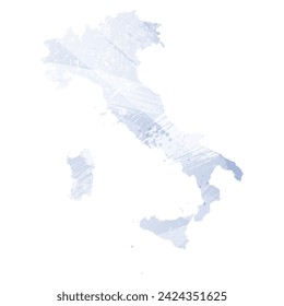Mapa vectorial detallado. Italia. Estilo acuarela. Color perenne. Color pastel lila. Delicado púrpura.
