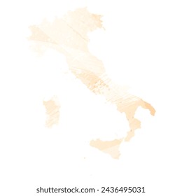 High detailed vector map. Italy. Watercolor style. Biscuit color. Pastel yellow color.