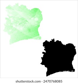 High detailed vector map. Ivory Coast.