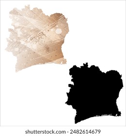 Mapa de Vector detallado. Costa de Marfil.
