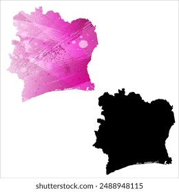 Mapa de Vector detallado. Costa de Marfil.