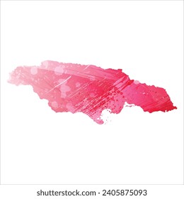 Hohe detaillierte Vektorkarte. Jamaika. Aquarell. Amaranth rote Farbe.