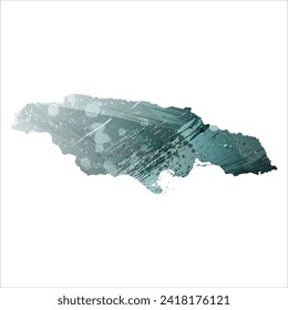 High detailed vector map. Jamaica. Watercolor style. Aspid gray color. Green-gray deep color.