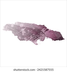 High detailed vector map. Jamaica. Watercolor style. Eggplant color. Pastel purple color.