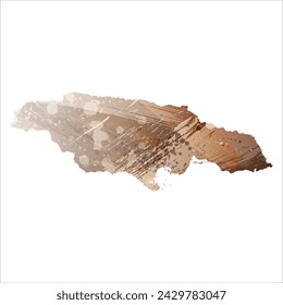 High detailed vector map. Jamaica. Watercolor Style. Beige and brown color.