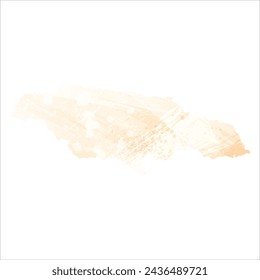 High detailed vector map. Jamaica. Watercolor style. Biscuit color. Pastel yellow color.